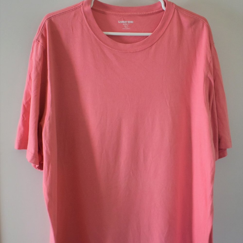 Land's End XL-TALL Men's Super-T Shirt Short Sleeve Pink